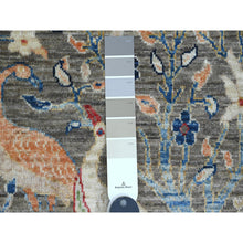 Load image into Gallery viewer, 2&#39;x3&#39; Dim Gray, Afghan Peshawar With Birds Of Paradise Design, Hand Knotted, Soft Wool, Vegetable Dyes, Mat, Sample, Oriental Rug FWR120324