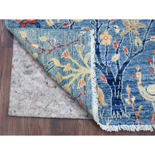 Load image into Gallery viewer, 2&#39;1&quot;x2&#39;10&quot; Bayern Blue, Hand Knotted, Afghan Peshawar with Birds of Paradise Design, Natural Dyes, 100% Wool, Mat, Sample, Oriental Rug FWR120336