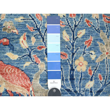 Load image into Gallery viewer, 2&#39;1&quot;x2&#39;10&quot; Bayern Blue, Hand Knotted, Afghan Peshawar with Birds of Paradise Design, Natural Dyes, 100% Wool, Mat, Sample, Oriental Rug FWR120336