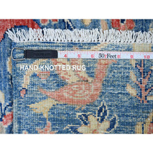 Load image into Gallery viewer, 2&#39;1&quot;x2&#39;10&quot; Bayern Blue, Hand Knotted, Afghan Peshawar with Birds of Paradise Design, Natural Dyes, 100% Wool, Mat, Sample, Oriental Rug FWR120336