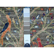 Load image into Gallery viewer, 2&#39;x3&#39; Nickel Gray, Hand Knotted, Afghan Peshawar With Birds Of Paradise Design, Soft And Shiny Wool, Vegetable Dyes, Mat, Sample, Oriental Rug FWR120366