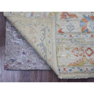 4'x6' Oyster Gray, Hand Knotted, Afghan Angora Oushak With Serrated Leaf Design, Natural Dyes, 100% Wool, Oriental Rug FWR120396