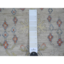 Load image into Gallery viewer, 4&#39;x6&#39; Oyster Gray, Hand Knotted, Afghan Angora Oushak With Serrated Leaf Design, Natural Dyes, 100% Wool, Oriental Rug FWR120396