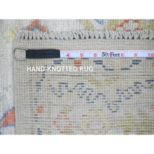 Load image into Gallery viewer, 4&#39;x6&#39; Oyster Gray, Hand Knotted, Afghan Angora Oushak With Serrated Leaf Design, Natural Dyes, 100% Wool, Oriental Rug FWR120396