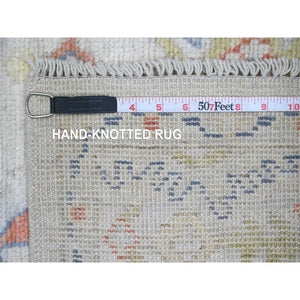4'x6' Oyster Gray, Hand Knotted, Afghan Angora Oushak With Serrated Leaf Design, Natural Dyes, 100% Wool, Oriental Rug FWR120396