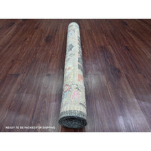 Load image into Gallery viewer, 4&#39;x5&#39;9&quot; Anchor Gray, Afghan Angora Oushak With Colorful Leaf Design, Hand Knotted, Natural Dyes, 100% Wool, Oriental Rug FWR120402