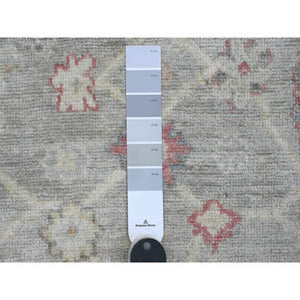 4'2"x9'10" Spanish Gray, Afghan Angora Oushak with All Over Vines Design, Vegetable Dyes, Hand Knotted, Pure Wool, Wide Runner, Oriental Rug FWR120408