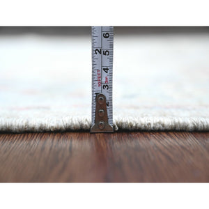 4'2"x9'10" Spanish Gray, Afghan Angora Oushak with All Over Vines Design, Vegetable Dyes, Hand Knotted, Pure Wool, Wide Runner, Oriental Rug FWR120408