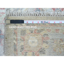 Load image into Gallery viewer, 4&#39;2&quot;x9&#39;10&quot; Spanish Gray, Afghan Angora Oushak With All Over Vines Design, Vegetable Dyes, Hand Knotted, Pure Wool, Wide Runner, Oriental Rug FWR120408