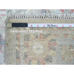 4'2"x9'10" Spanish Gray, Afghan Angora Oushak With All Over Vines Design, Vegetable Dyes, Hand Knotted, Pure Wool, Wide Runner, Oriental Rug FWR120408