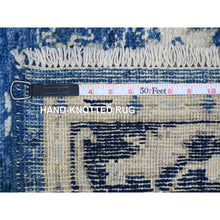 Load image into Gallery viewer, 4&#39;x15&#39;7&quot; Imperial Blue, Hand Knotted, Afghan Angora Oushak With All Over Leaf Design, Vegetable Dyes, 100% Wool, Wide Runner, Oriental Rug FWR120426