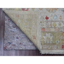 Load image into Gallery viewer, 4&#39;1&quot;x6&#39; Oyster Gray, Afghan Angora Oushak With All Over Leaf Design, Vegetable Dyes, Hand Knotted, 100% Wool, Oriental Rug FWR120432