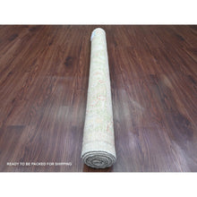 Load image into Gallery viewer, 4&#39;1&quot;x6&#39; Oyster Gray, Afghan Angora Oushak With All Over Leaf Design, Vegetable Dyes, Hand Knotted, 100% Wool, Oriental Rug FWR120432
