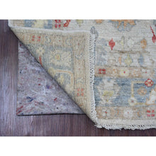 Load image into Gallery viewer, 3&#39;10&quot;x12&#39;3&quot; Pearl White, Afghan Angora Oushak With Colorful Leaf Design, Hand Knotted, Veggie Dyes, 100% Wool, Runner, Oriental Rug FWR120444