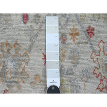 Load image into Gallery viewer, 3&#39;10&quot;x12&#39;3&quot; Pearl White, Afghan Angora Oushak With Colorful Leaf Design, Hand Knotted, Veggie Dyes, 100% Wool, Runner, Oriental Rug FWR120444