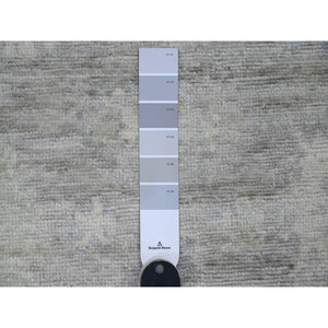 4'x5'10" Sonic Gray, Hand Knotted, Afghan Angora Oushak With Floral Pattern, Natural Dyes, 100% Wool, Oriental Rug FWR120450