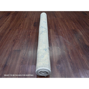4'x5'10" Sonic Gray, Hand Knotted, Afghan Angora Oushak With Floral Pattern, Natural Dyes, 100% Wool, Oriental Rug FWR120450
