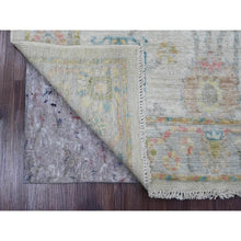 Load image into Gallery viewer, 4&#39;1&quot;x9&#39;6&quot; Chiffon White, Hand Knotted, Afghan Angora Oushak With Colorful Leaf Design, Vegetable Dyes, 100% Wool, Wide Runner, Oriental Rug FWR120456