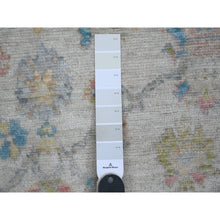 Load image into Gallery viewer, 4&#39;1&quot;x9&#39;6&quot; Chiffon White, Hand Knotted, Afghan Angora Oushak With Colorful Leaf Design, Vegetable Dyes, 100% Wool, Wide Runner, Oriental Rug FWR120456