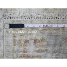Load image into Gallery viewer, 4&#39;1&quot;x9&#39;6&quot; Chiffon White, Hand Knotted, Afghan Angora Oushak With Colorful Leaf Design, Vegetable Dyes, 100% Wool, Wide Runner, Oriental Rug FWR120456