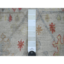 Load image into Gallery viewer, 4&#39;x12&#39;3&#39; Cotton White, Afghan Angora Oushak With All Over Leaf Design, Veggie Dyes, Hand Knotted, 100% Wool, Wide Runner, Oriental Rug FWR120462