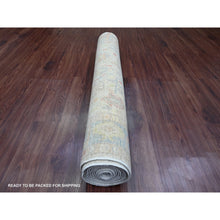 Load image into Gallery viewer, 4&#39;x12&#39;3&#39; Cotton White, Afghan Angora Oushak With All Over Leaf Design, Veggie Dyes, Hand Knotted, 100% Wool, Wide Runner, Oriental Rug FWR120462
