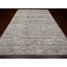 Load image into Gallery viewer, 9&#39;1&quot;x12&#39;5&quot; Dark Vanilla Brown, Moroccan Weave With Erased And Broken Pattern, Abrash, Hand Knotted, Pure Wool, Oriental Rug FWR120474