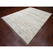 Load image into Gallery viewer, 9&#39;1&quot;x12&#39;5&quot; Dark Vanilla Brown, Moroccan Weave With Erased And Broken Pattern, Abrash, Hand Knotted, Pure Wool, Oriental Rug FWR120474