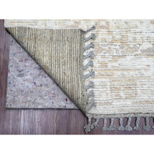 Load image into Gallery viewer, 9&#39;1&quot;x12&#39;5&quot; Dark Vanilla Brown, Moroccan Weave With Erased And Broken Pattern, Abrash, Hand Knotted, Pure Wool, Oriental Rug FWR120474