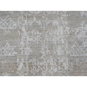 9'1"x12'5" Dark Vanilla Brown, Moroccan Weave With Erased And Broken Pattern, Abrash, Hand Knotted, Pure Wool, Oriental Rug FWR120474