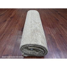 Load image into Gallery viewer, 9&#39;1&quot;x12&#39;5&quot; Dark Vanilla Brown, Moroccan Weave With Erased And Broken Pattern, Abrash, Hand Knotted, Pure Wool, Oriental Rug FWR120474
