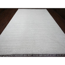 Load image into Gallery viewer, 9&#39;10&quot;x14&#39;1&quot; Pearl White, Moroccan Weave, Tone On Tone, Intricate Diamond Pattern, Hand Knotted, 100% Wool, Oriental Rug FWR120480