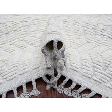 Load image into Gallery viewer, 9&#39;10&quot;x14&#39;1&quot; Pearl White, Moroccan Weave, Tone On Tone, Intricate Diamond Pattern, Hand Knotted, 100% Wool, Oriental Rug FWR120480