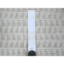 Load image into Gallery viewer, 9&#39;10&quot;x14&#39;1&quot; Pearl White, Moroccan Weave, Tone On Tone, Intricate Diamond Pattern, Hand Knotted, 100% Wool, Oriental Rug FWR120480