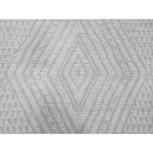 Load image into Gallery viewer, 9&#39;10&quot;x14&#39;1&quot; Pearl White, Moroccan Weave, Tone On Tone, Intricate Diamond Pattern, Hand Knotted, 100% Wool, Oriental Rug FWR120480