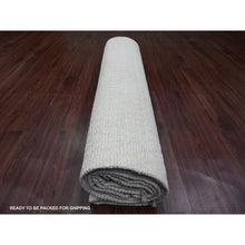 Load image into Gallery viewer, 9&#39;10&quot;x14&#39;1&quot; Pearl White, Moroccan Weave, Tone On Tone, Intricate Diamond Pattern, Hand Knotted, 100% Wool, Oriental Rug FWR120480