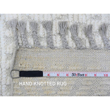 Load image into Gallery viewer, 9&#39;10&quot;x14&#39;1&quot; Pearl White, Moroccan Weave, Tone On Tone, Intricate Diamond Pattern, Hand Knotted, 100% Wool, Oriental Rug FWR120480