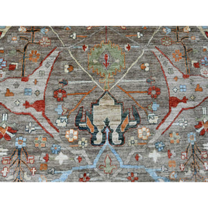 10'x13'10" Cedar Brown, Peshawar Aryana With Bijar Garus Design, Colorful Pattern, Hand Knotted, Vegetable Dyes, Densely Woven, 100% Wool, Oriental Rug FWR120504