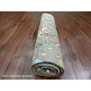 10'x13'10" Cedar Brown, Peshawar Aryana With Bijar Garus Design, Colorful Pattern, Hand Knotted, Vegetable Dyes, Densely Woven, 100% Wool, Oriental Rug FWR120504