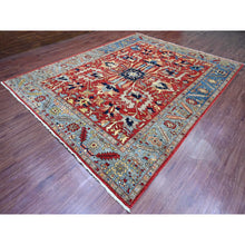 Load image into Gallery viewer, 9&#39;6&quot;x12&#39; Crimson Red, Hand Knotted, Aryana Collection With Heriz Design, Distinct Abrash, Vegetable Dyes, 100% Wool, Oriental Rug FWR120510