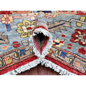 9'6"x12' Crimson Red, Hand Knotted, Aryana Collection With Heriz Design, Distinct Abrash, Vegetable Dyes, 100% Wool, Oriental Rug FWR120510