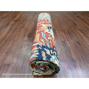 9'6"x12' Crimson Red, Hand Knotted, Aryana Collection With Heriz Design, Distinct Abrash, Vegetable Dyes, 100% Wool, Oriental Rug FWR120510