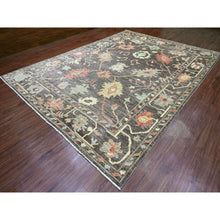 Load image into Gallery viewer, 10&#39;x13&#39;5&quot; Mocha Brown, Afghan Angora Oushak With Soft Colors Leaf Design, Hand Knotted, Vegetable Dyes, 100% Wool, Oriental Rug FWR120558