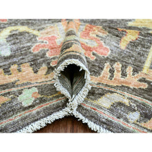 Load image into Gallery viewer, 10&#39;x13&#39;5&quot; Mocha Brown, Afghan Angora Oushak with Soft Colors Leaf Design, Hand Knotted, Vegetable Dyes, 100% Wool, Oriental Rug FWR120558