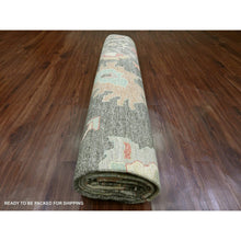 Load image into Gallery viewer, 10&#39;x13&#39;5&quot; Mocha Brown, Afghan Angora Oushak With Soft Colors Leaf Design, Hand Knotted, Vegetable Dyes, 100% Wool, Oriental Rug FWR120558