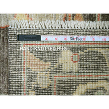 Load image into Gallery viewer, 10&#39;x13&#39;5&quot; Mocha Brown, Afghan Angora Oushak With Soft Colors Leaf Design, Hand Knotted, Vegetable Dyes, 100% Wool, Oriental Rug FWR120558