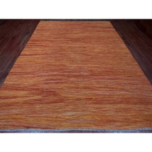 Load image into Gallery viewer, 9&#39;x12&#39; Amber Orange, Solid Design, Hand Woven, Afghan Hand Spun Wool, Vegetable Dyes, Flat Weave Kilim, Oriental Rug FWR120564