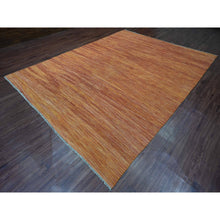 Load image into Gallery viewer, 9&#39;x12&#39; Amber Orange, Solid Design, Hand Woven, Afghan Hand Spun Wool, Vegetable Dyes, Flat Weave Kilim, Oriental Rug FWR120564