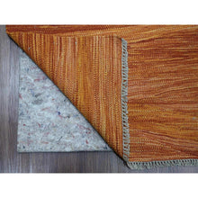 Load image into Gallery viewer, 9&#39;x12&#39; Amber Orange, Solid Design, Hand Woven, Afghan Hand Spun Wool, Vegetable Dyes, Flat Weave Kilim, Oriental Rug FWR120564