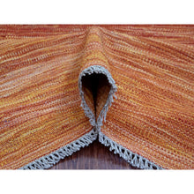 Load image into Gallery viewer, 9&#39;x12&#39; Amber Orange, Solid Design, Hand Woven, Afghan Hand Spun Wool, Vegetable Dyes, Flat Weave Kilim, Oriental Rug FWR120564